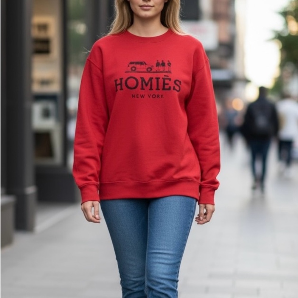 REASON WOMEN'S RED CREW NECK "HOMIES" SWEATSHIRT L